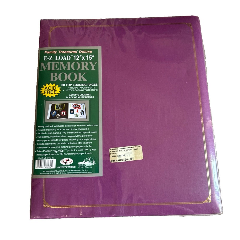 Vintage 1999 Pioneer FTM-15 12x15 Memory Book Scrapbook Album Purple Retired